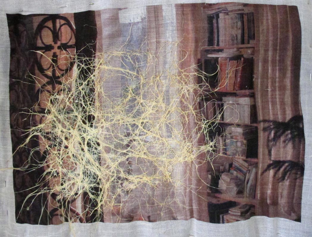 Pooneh Oshidari , Growing wheat roots through Maral's pantyhose and her previous home image in Tehran. It is about 5 years that she is living in Paris. Her previous Home image is attached to her pantyhose.